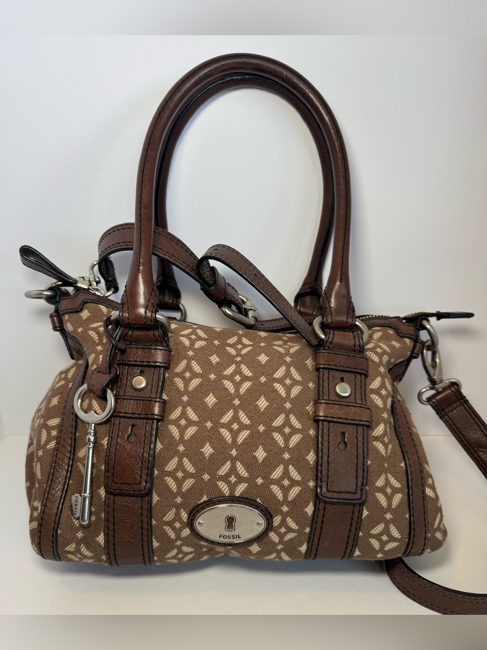 Fossil Maddox Signature Canvas Doctor Satchel.